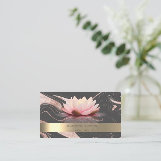 Professionele Lotus Gold Stripe Yoga Instructeur Visitekaartje (Staand voorkant)