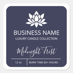 Professionele Lotus Navy Blue Soy Candle Labels