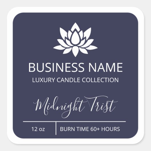 Professionele Lotus Navy Blue Soy Candle Labels (Voorkant)
