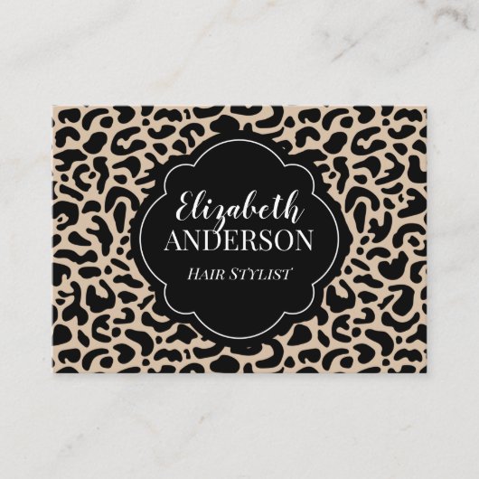 Professionele Luipaardprint Haarstylist Visitekaartje (Voorkant)