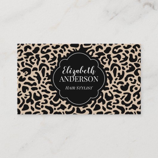 Professionele Luipaardprint Haarstylist Visitekaartje (Voorkant)