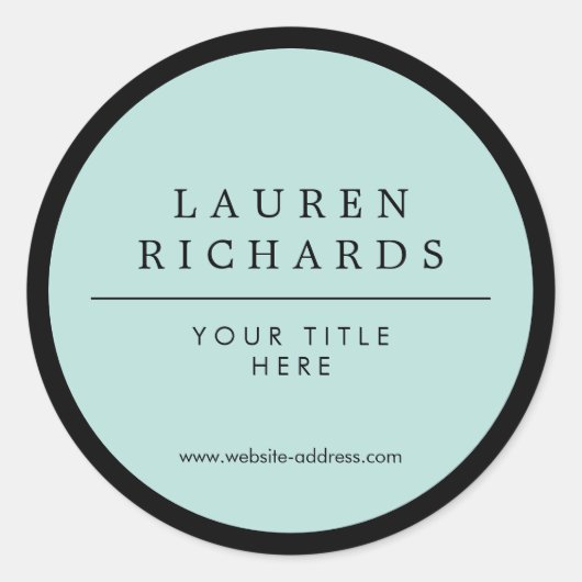 Professionele Luxe Black en Mint Ronde Sticker (Voorkant)