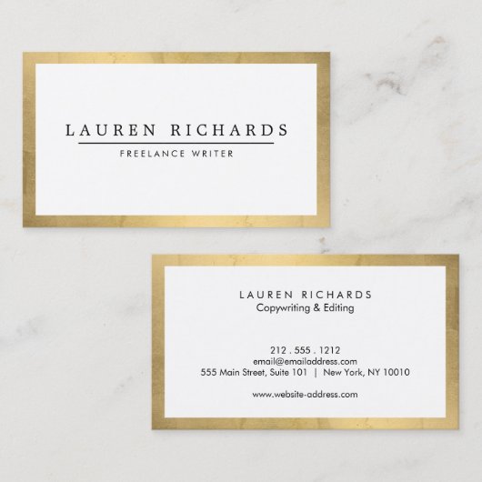 Professionele Luxe Faux Goud en Wit Visitekaartje (Voorkant / Achterkant)