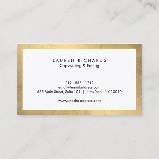 Professionele Luxe Faux Goud en Wit Visitekaartje (Achterkant)
