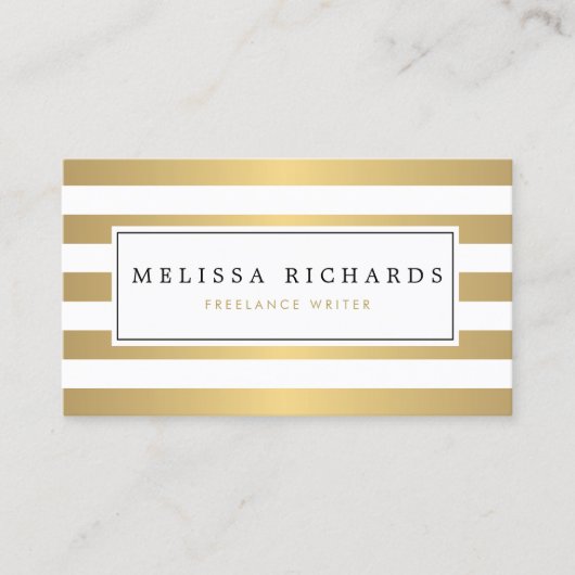 Professionele Luxe Faux Goud Gestreept Visitekaart Visitekaartje (Voorkant)