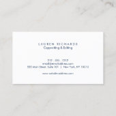 Professionele Luxe Faux Zilver en Marine Blauw Visitekaartje (Achterkant)