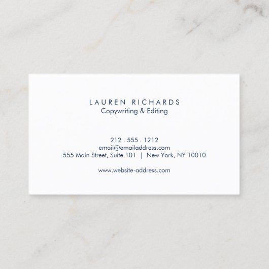 Professionele Luxe Faux Zilver en Marine Blauw Visitekaartje (Achterkant)