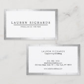 Professionele Luxe Faux Zilver en Wit Visitekaartje (Voorkant / Achterkant)