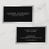 Professionele Luxe Faux Zilver en Zwart Visitekaartje (Voorkant / Achterkant)