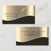 Professionele Luxe Gouden Glitter Veer Notaris Visitekaartje (Voorkant / Achterkant)