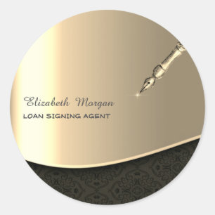 Professionele luxe gouden pen notaris  ronde sticker