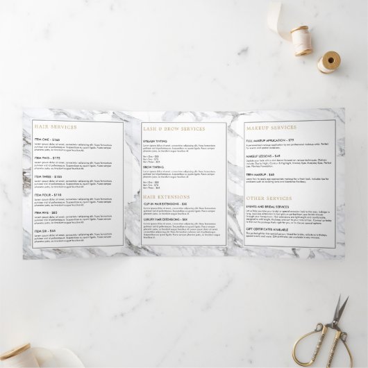 Professionele Luxe minimalistische witte marmeren  Drieluik Kaart (Binnen)