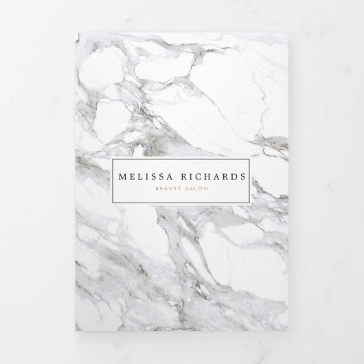 Professionele Luxe minimalistische witte marmeren  Drieluik Kaart (Cover)