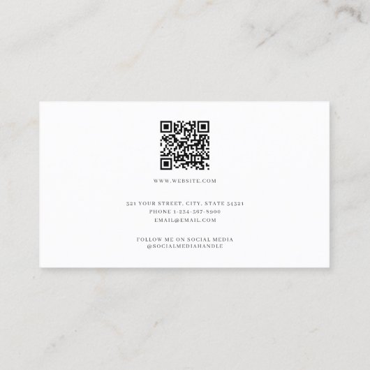 Professionele Luxe Monogram Minimalistische QR Cod Visitekaartje (Achterkant)