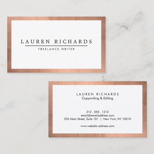 Professionele Luxe Roos Goud en Wit Visitekaartje (Voorkant / Achterkant)