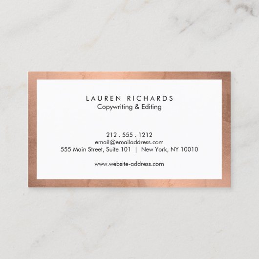 Professionele Luxe Roos Goud en Wit Visitekaartje (Achterkant)