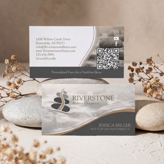 Professionele Luxe Stone River Chiropractie Visitekaartje