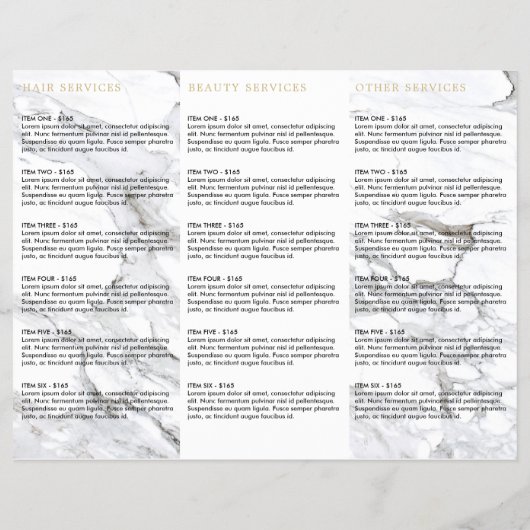 Professionele Luxe White Marble Tri-Fold Brochure (Achterkant)