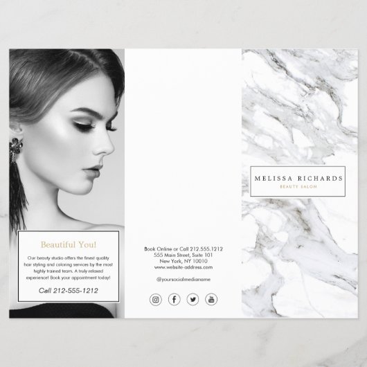 Professionele Luxe White Marble Tri-Fold Brochure (Voorkant)