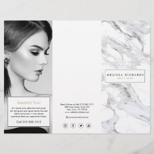 Professionele Luxe White Marble Tri-Fold Brochure