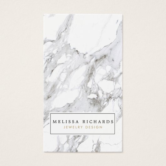 Professionele Luxe Witte Marmeren Oorbel Display Visitekaartjes (Voorkant)