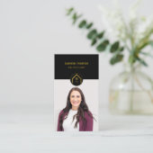 Professionele Luxe Zwart Goud Vastgoed Foto Visitekaartje (Staand voorkant)