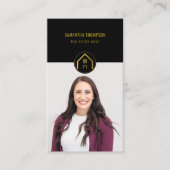 Professionele Luxe Zwart Goud Vastgoed Foto Visitekaartje (Voorkant)