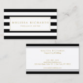Professionele Luxe zwart-wit gestreept Visitekaartje (Voorkant / Achterkant)