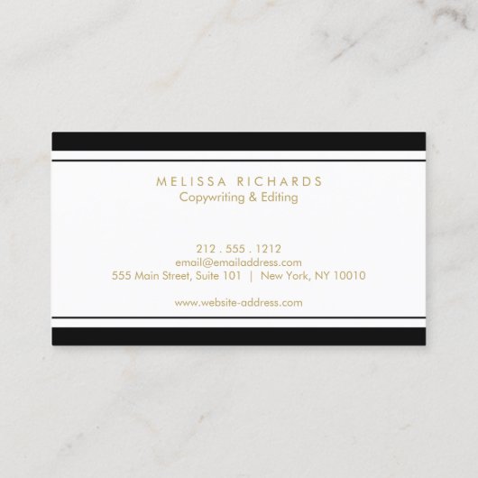 Professionele Luxe zwart-wit gestreept Visitekaartje (Achterkant)