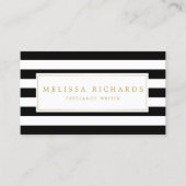 Professionele Luxe zwart-wit gestreept Visitekaartje (Voorkant)