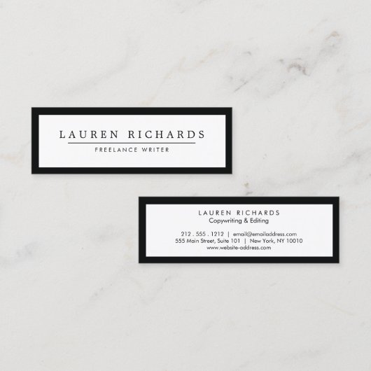 Professionele Luxe Zwart-Wit Mini Mini Visitekaartje (Voorkant / Achterkant)