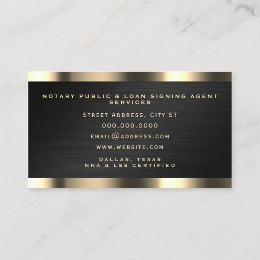 Professionele luxueuze faux-metallisch notaris visitekaartje (Achterkant)