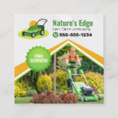 Professionele maaien gazon zorg landschapsarchitec vierkante visitekaartje (Voorkant)