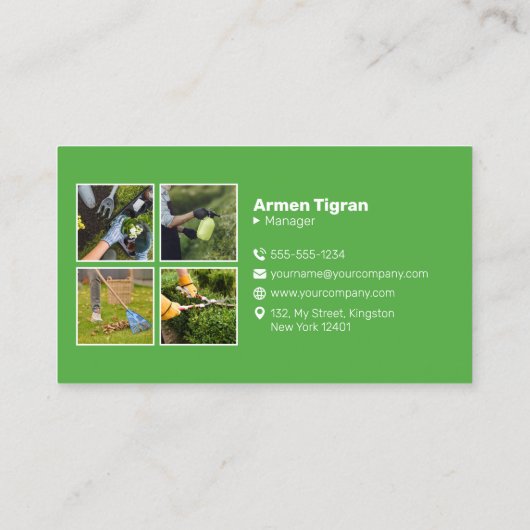 Professionele maaien gazon zorg landschapsarchitec visitekaartje (Achterkant)