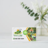 Professionele maaien gazon zorg landschapsarchitec visitekaartje (Staand voorkant)