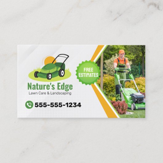 Professionele maaien gazon zorg landschapsarchitec visitekaartje (Voorkant)