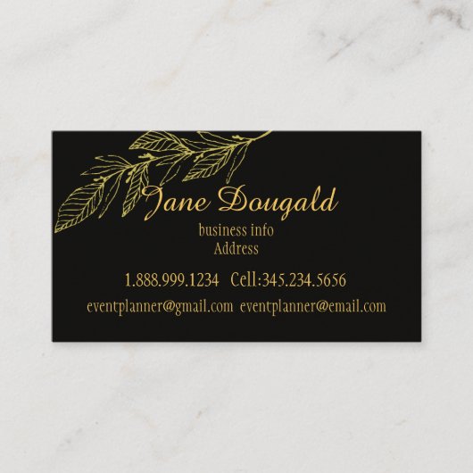 Professionele, maar elegante zwarte goudNatuur Visitekaartje (Voorkant)