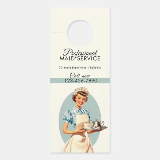 Professionele Maid Housekeeping Service Retro Deurhanger (Voorkant)