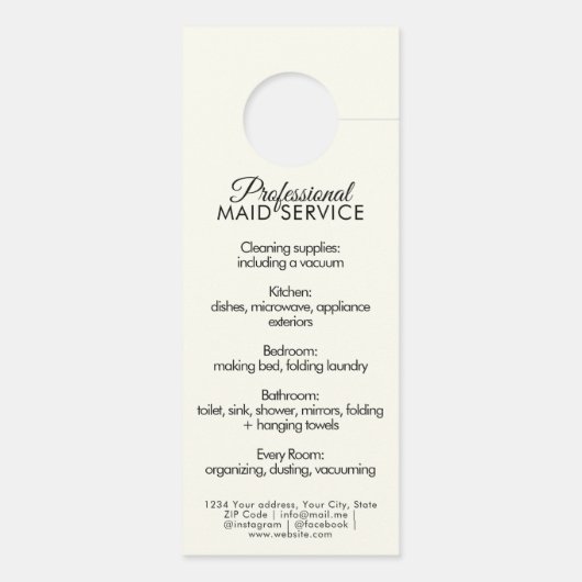 Professionele Maid Housekeeping Service Retro Deurhanger (Achterkant)