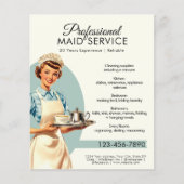 Professionele Maid Housekeeping Service Retro Flyer (Voorkant)