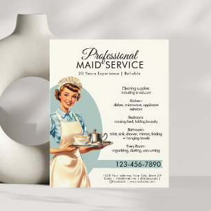 Professionele Maid Housekeeping Service Retro Flyer