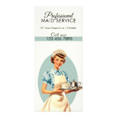 Professionele Maid Housekeeping Service Retro Reclamekaart (Voorkant)
