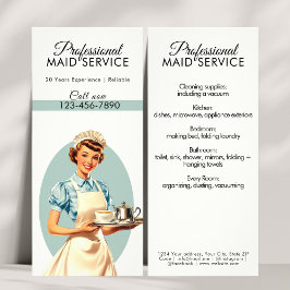 Professionele Maid Housekeeping Service Retro Reclamekaart