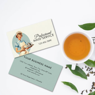 Professionele Maid Housekeeping Service Retro Visitekaartje