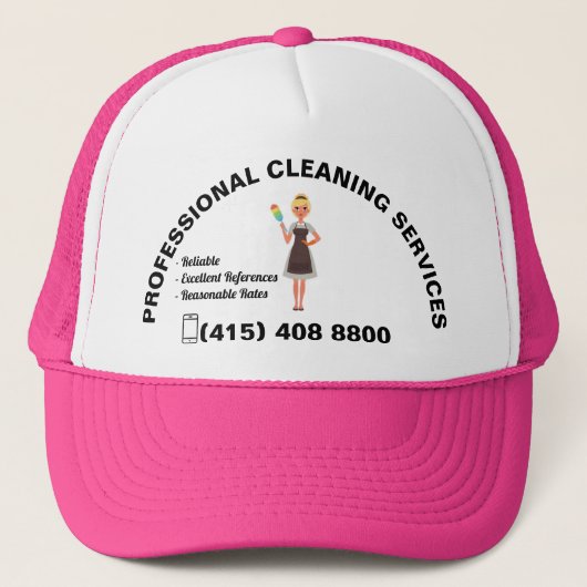 Professionele Maid Janitor House schoonmaakservice Trucker Pet (Voorkant)