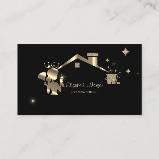 Professionele Maid Schoonmaak Huis Zwart Visitekaartje (Voorkant)