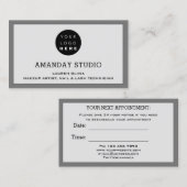 Professionele Make-up Afspraak Kaart Logo Grijs Visitekaartje (Voorkant / Achterkant)
