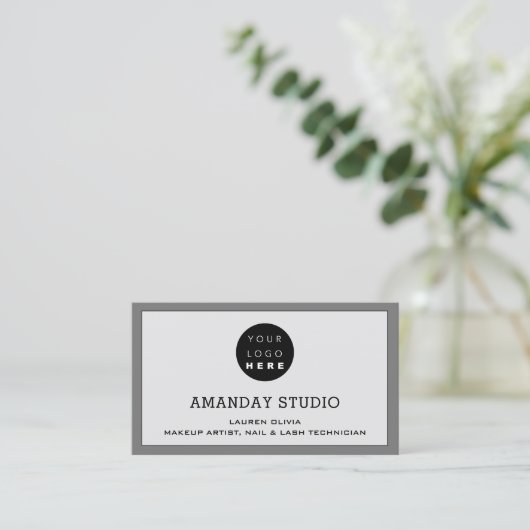 Professionele Make-up Afspraak Kaart Logo Grijs Visitekaartje (Staand voorkant)