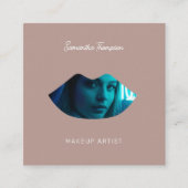 Professionele make-up artiest 2 foto lippen roze vierkante visitekaartje (Voorkant)