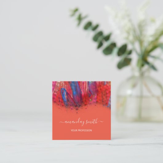 Professionele make-up artiest Abstracte streken Vierkante Visitekaartje (Staand voorkant)